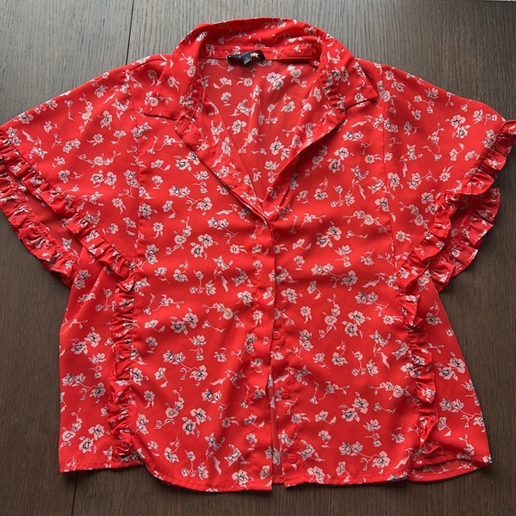 Eclair Ruffle Sheer Button-Up - Picture 2 of 8